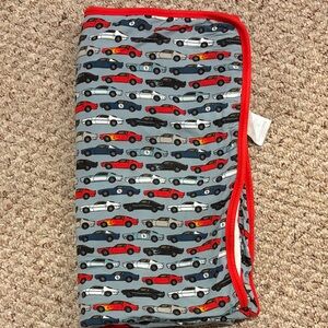 Posh Peanut Car Print Blanket with Red Trim